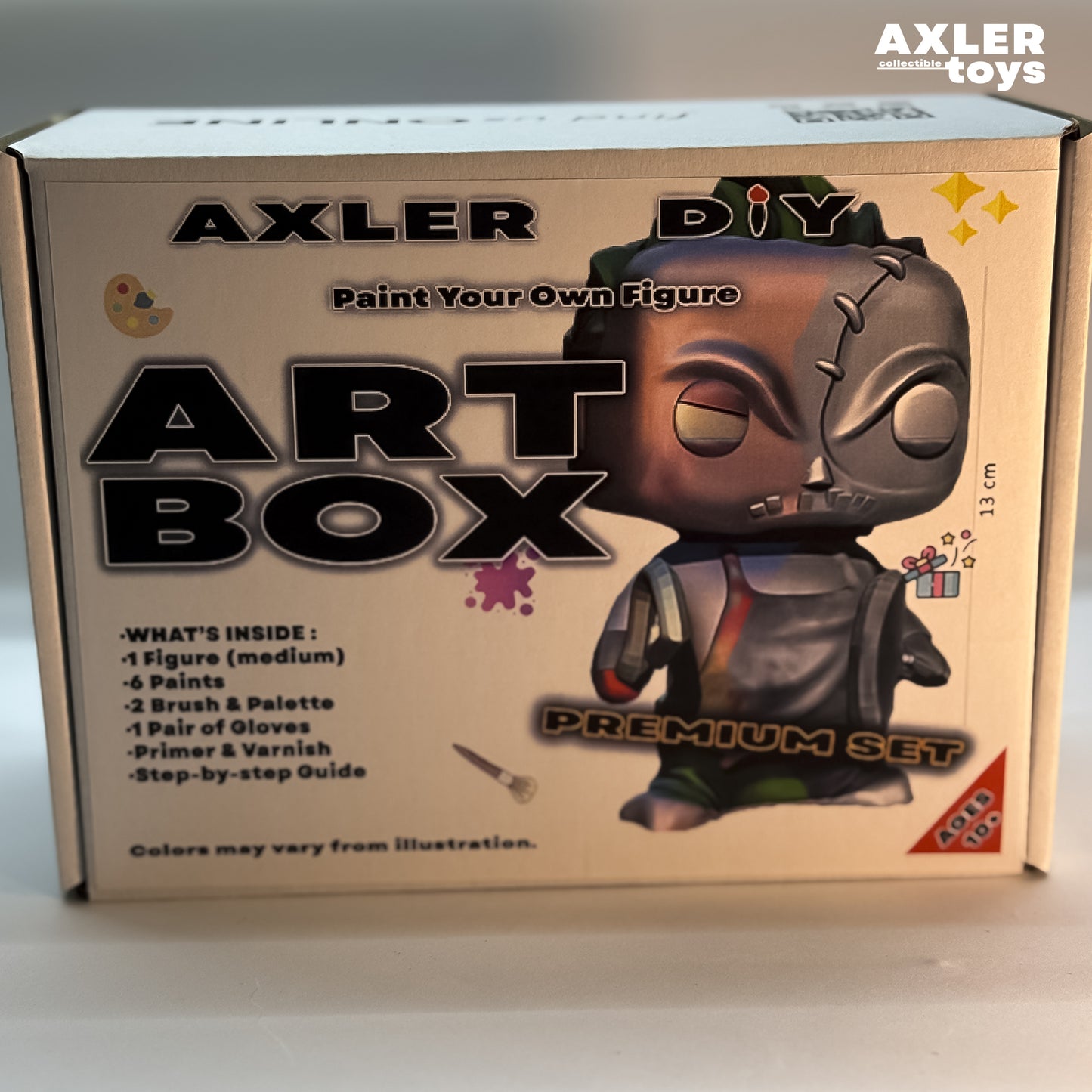 Box for 'Paint Your Own Figure' art set by Axler Toys on a white background