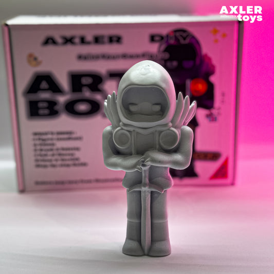 Gray astronaut figurine roblox Axler Art Box with pink glow